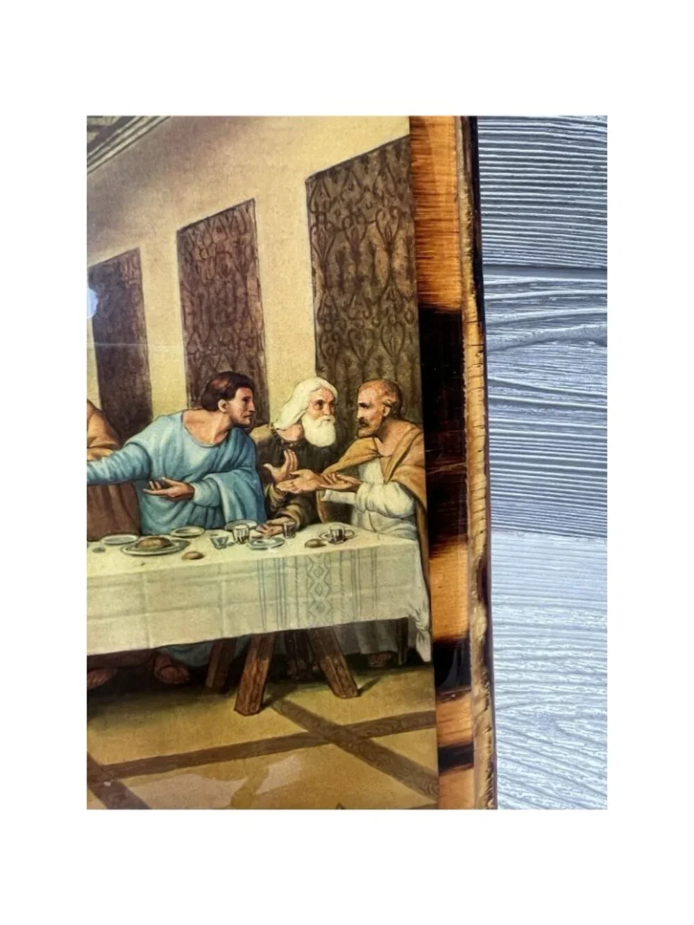 The Last Supper Wood Lacquered Wall Hanging Vintage Jesus Religious Picture